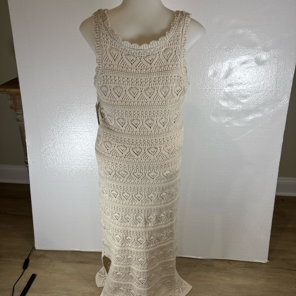 LC Lauren Conrad Cream Crochet Midi Dress - Picture 2 of 10